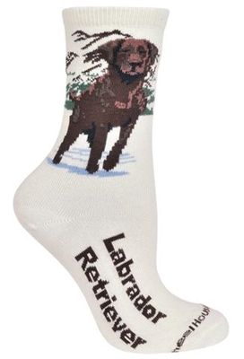 Wheel House Design Labrador Chocolate on Natural Socks (Size 9-11)