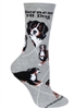 Wheel House Design Bernese Mountain Dog on Gray Socks (Size 10-13)