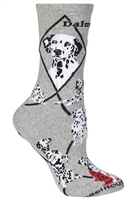 Wheel House Design Dalmatian on Gray Socks (Size 10-13)
