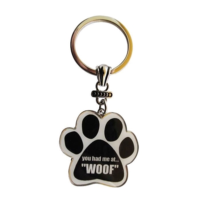 You had me at... "WOOF" Paw Keychains Stainless Steel & Enamel