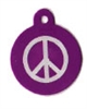 Purple Peace Sign Pet Tag - Large Circle