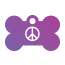 Purple Peace Sign Pet Tag - Small Bone