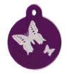 Purple Butterflies Pet Tag - Large Circle