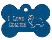 I Love Collies Bone Pet Tag