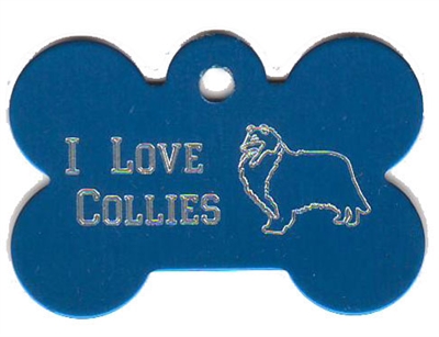 I Love Collies Bone Pet Tag