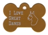 I Love Great Danes Bone Pet Tag