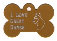 I Love Great Danes Bone Pet Tag
