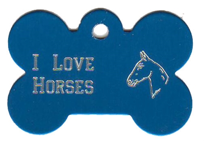 I Love Horses Bone Pet Tag