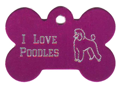 I Love Poodles Bone Pet Tag