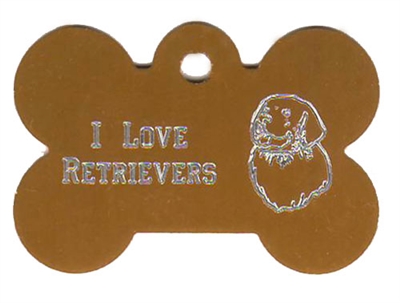 I Love Retrievers Bone Pet Tag