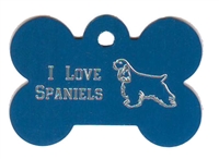 I Love Spaniels Bone Pet Tag