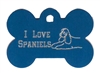 I Love Spaniels (Laying Down) Bone Pet Tag