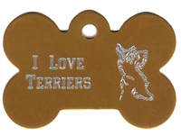 I Love Terriers Bone Pet Tag
