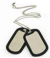 Military Tag w/Ball Chain Necklace & Tag Silencer - Aluminum Large