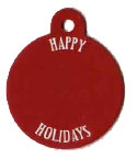 Red Happy Holidays Pet Tag - Large Circle