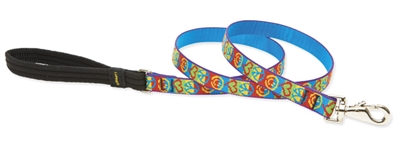 Retired Lupine 3/4" Peace Pup 4' Padded Handle Leash Gate Style Clasp