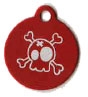 Red Skull and Crossbones Pet Tag - Small Circle