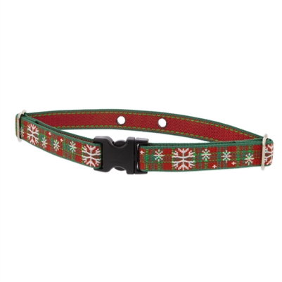 Lupine 3/4" Christmas Plaid 2 Hole Dog Watch Collar Size 9-12"
