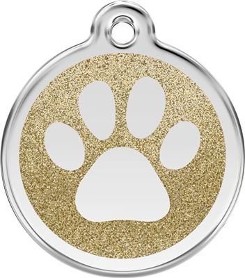 Red Dingo Medium Glitter Paw Print Tag - 7 Colors