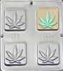 1343 Marijuana Leaf Pot Square Bar Chocolate Candy Mold