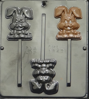 1843 Happy Easter Bunny Lollipop Chocolate Candy Mold