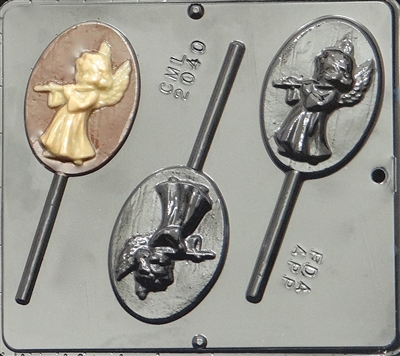 2040 Angel Playing Flute Lollipop Chocolate Candy Mold