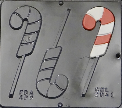 2041 Candy Cane Lollipop Chocolate Candy Mold