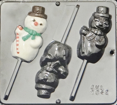 2042 Snowman Lollipop Chocolate Candy Mold