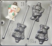 2045 Snowman Waving Lollipop Chocolate Candy Mold