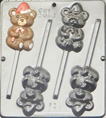 2051 Teddy Bear with Hat Lollipop Chocolate Candy Mold