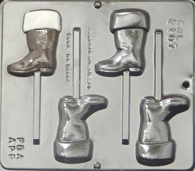 2107 Santa's Boot Lollipop Chocolate Candy Mold