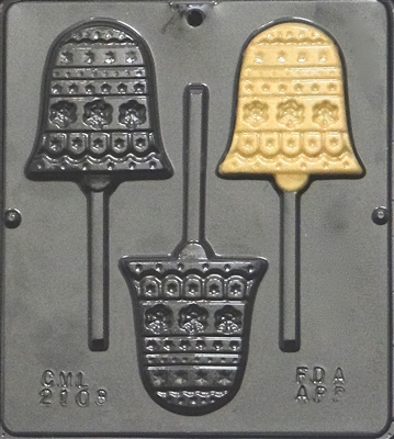 2108 Christmas Bell Pops Lollipop Chocolate Candy Mold
