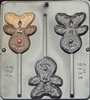 2133 Christmas Reindeer Moose Lollipop Chocolate Candy Mold