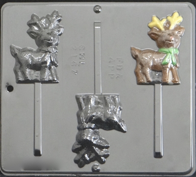 2167 Christmas Reindeer Moose Lollipop Chocolate Candy Mold