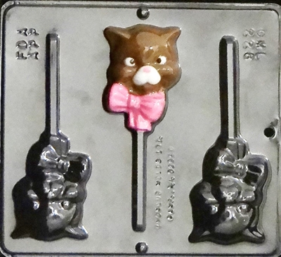 228 Kitty with Bow Lollipop Chocolate Candy Mold
