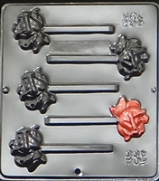 247 Bloomed Rose Lollipop Chocolate Candy Mold
