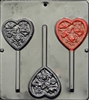 3043 Hearts, Birds & Flowers on Pop Lollipop Chocolate Candy Mold