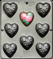 3047 Heart with Two Roses Chocolate Candy Mold