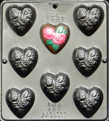 3047 Heart with Two Roses Chocolate Candy Mold