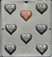 3064 "Love" on Heart Chocolate Candy Mold