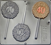 3301 "40" Birthday/Anniversary Lollipop Chocolate Candy Mold