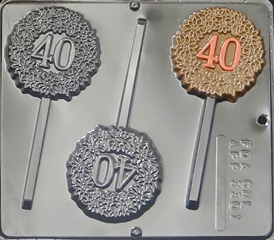 3301 "40" Birthday/Anniversary Lollipop Chocolate Candy Mold