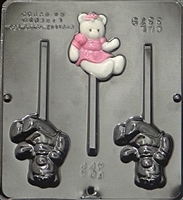 3379 Girl Teddy Bear Lollipop Chocolate Candy Mold