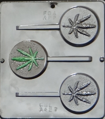 3427 Marijuana Leaf Lollipop Chocolate Candy Mold