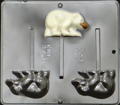 3470 Polar Bear Grizzly Bear Lollipop Chocolate Candy Mold