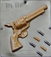 542 Six Shooter Revolver & Bullets Chocolate Candy Mold