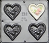 610  Heart with Roses Chocolate Candy Mold