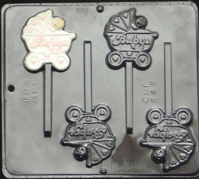 646 Baby in Carriage Lollipop Chocolate Candy 
Mold