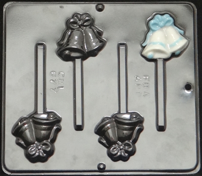 677 Wedding Bells with Bow Lollipop Chocolate Candy 
Mold