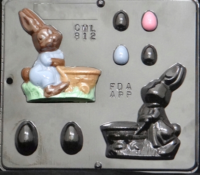 812 Bunny Basket Assembly Chocolate Candy Mold